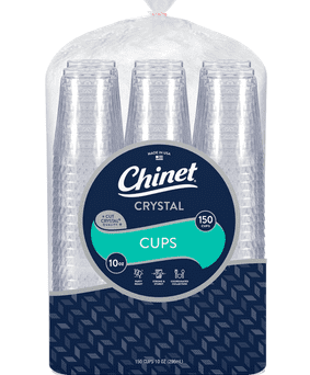 Pack of clear plastic disposable cups
